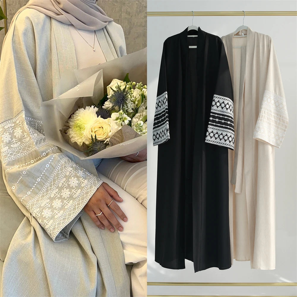 Ramadan Eid Black Open Kimono Abaya Damen Dubai Islam Muslim Kaftan Dress Prayer Clothes Women Kebaya Robe Femme Musulmane.