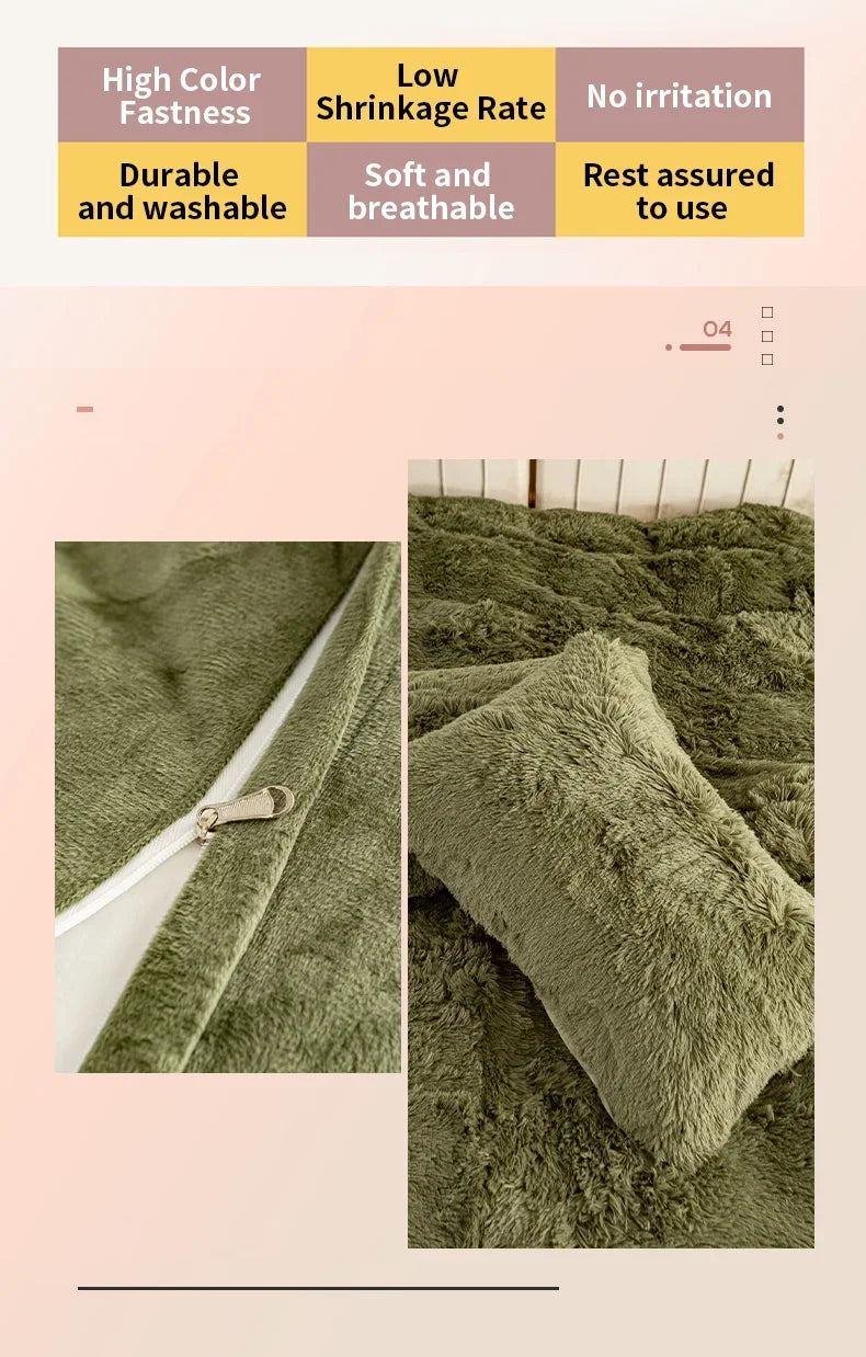 3/4PCS Luxurious Plush Duvet Cover Set – Cozy & Soft Bedding, Perfect for Bedroom Comfort, Ideal for Guest Rooms and Dorm Aesth