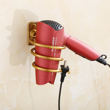 Haartrockner-Halter, Aluminium, antikes Badezimmer-Regal, Aufbewahrung, nagelfrei, Wandregal, montierter Organizer, Spiralständer, Zahnbürstenhalter