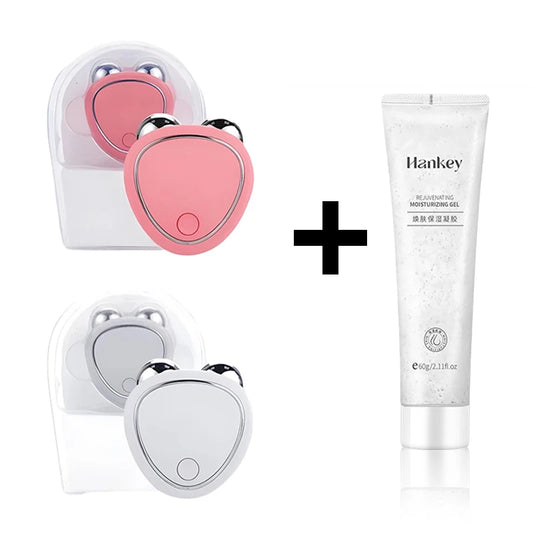 Electric Facial Lifting Roller EMS Massager with Gel Face Microcurrent Skin Tightening Rejuvenation Face Massage Beauty Care.