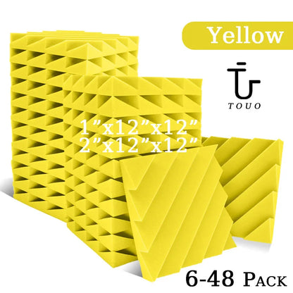 TOUO Diamond Groove Acoustic Foam 6/12/24 Pcs Wall Soundproofing Drum Room Acoustic Treatment High-Density Soundproof Material