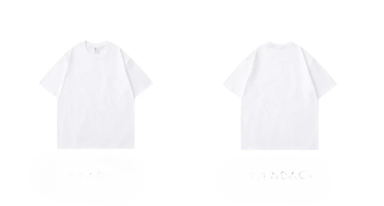 Beige 300g Heavyweight Cotton Short Sleeved T-shirt Summer Round Neck Loose and Base Shirt for Men Women Basic Tee.