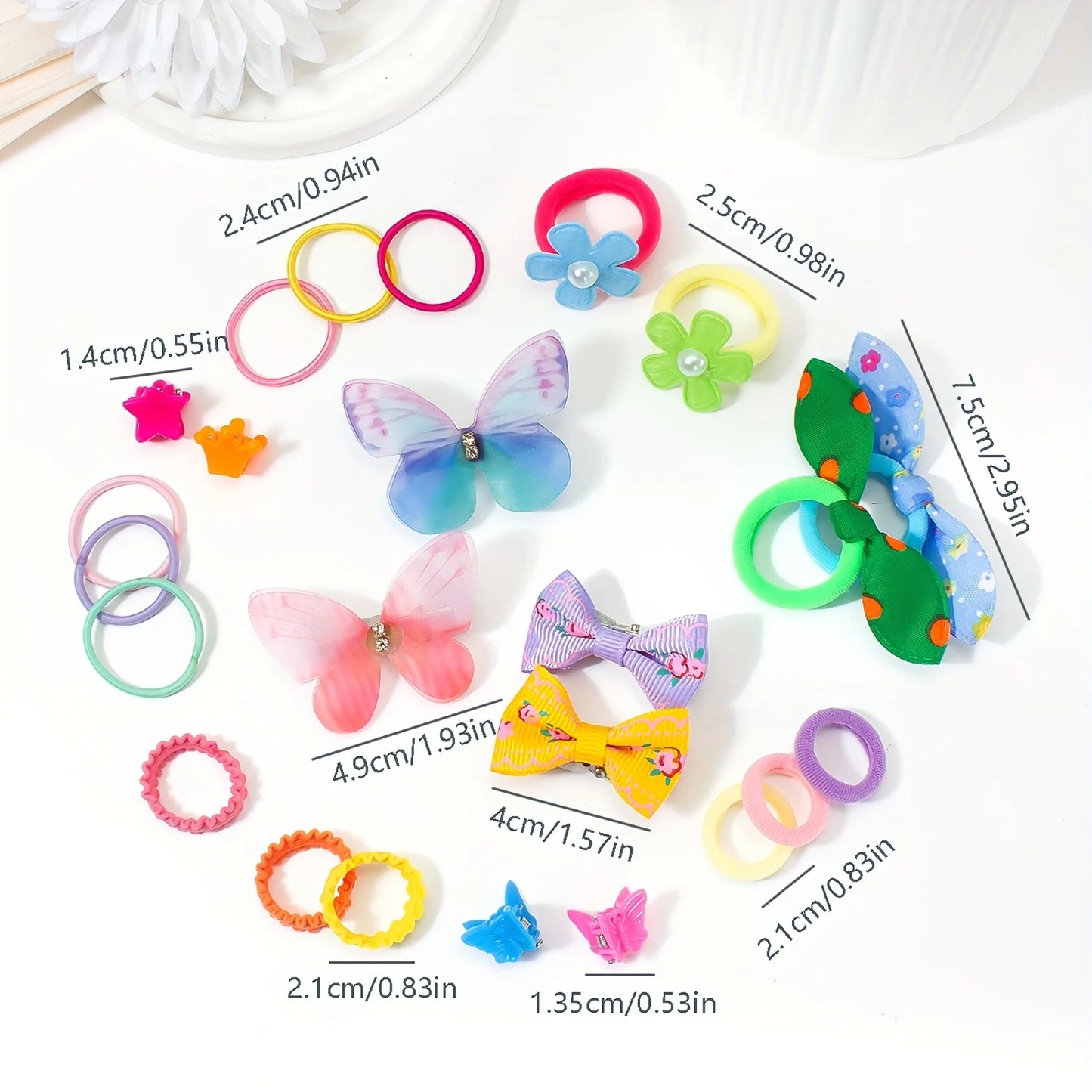 555-Piece Set Colorful Butterfly Hair Clips for Girls Sweet Elastic Bow Hair Accessories Hairpin Hairband Hair Accessories.