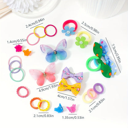 555-Piece Set Colorful Butterfly Hair Clips for Girls Sweet Elastic Bow Hair Accessories Hairpin Hairband Hair Accessories.