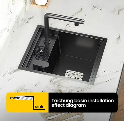 Stainless Steel Small Hidden Kitchen Sink Household Bar Wash Vegetable Basin Mini Single Slot With Cover Plate Cup Washer