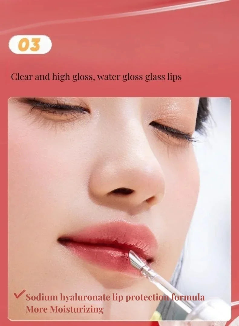 Judydoll Lip Glaze Mirror Shine Watery Lipstick Non-Stick Cup Long Lasting Moisturising Lip Tint Waterproof Makeup Cosmetics.