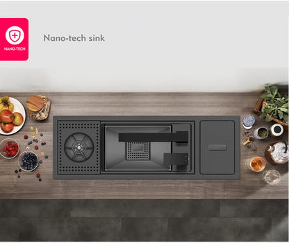 Nanometer Black Hidden Cup Rinser Bar kitchen Sink SUS 304 Stainless Steel Handmade Cup Washer Bar kitchen Sinks With Trash Can