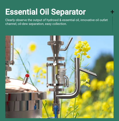 HOOLOO CT Distiller Electric Hydrolat Essential Oil Still Moonshine Still Copper lid Glass Copper Mesh Column Home Fragrance.