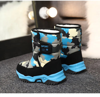 2025 Winter Children Shoes Plush Waterproof Fabric Non-Slip Girl Shoes Rubber Sole Snow Boots Fashion Warm Outdoor Boots
