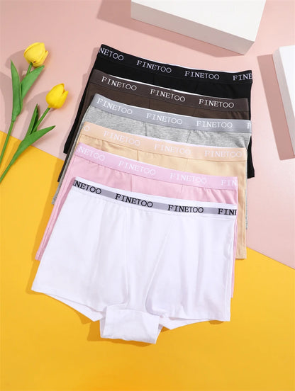 3Pcs Women's Panties Cotton Seamless Sports Boxers Underwear Female Solid Color Briefs Lingerie Intimate Underpant Finetoo S-XXL.