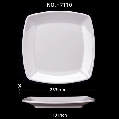 Square Melamine Dinner Plate Buffet Fast Food Trays Dishes Table Tableware Services Menu Plate Hotel Deep Side Dish Dinnerware.