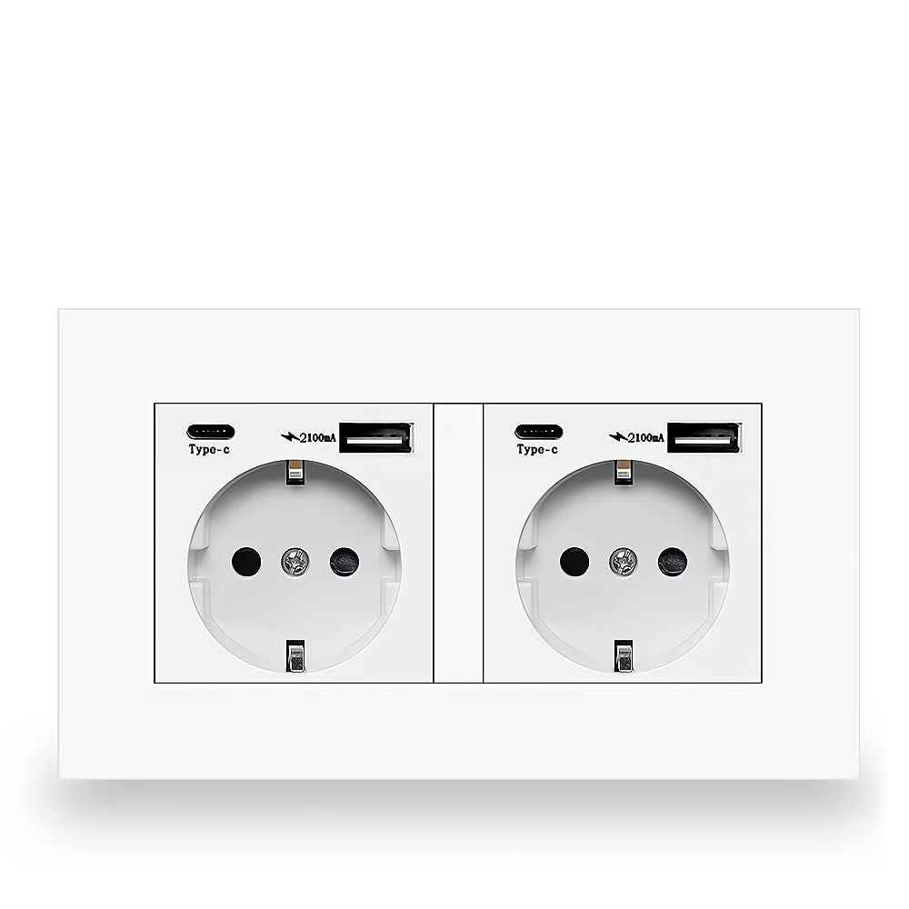 Eiomr eu standard steckdose, einfach und doppelt 220v 16a weiß schwarz pc panel eu steckdose, wand usb typ c stecker steckdose für zu hause.