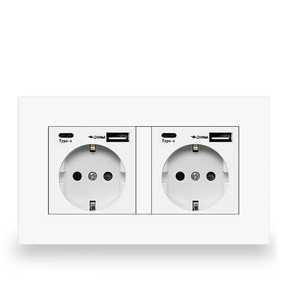Eiomr eu standard steckdose, einfach und doppelt 220v 16a weiß schwarz pc panel eu steckdose, wand usb typ c stecker steckdose für zu hause.