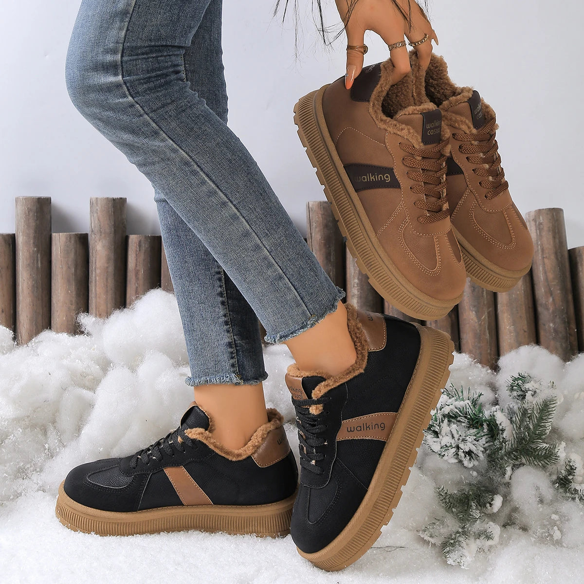 New Winter Round Toe Thick Soled Women's Boots Fashion Casual Comfortable Warm Cotton Shoes  Women's Ankle Boots.