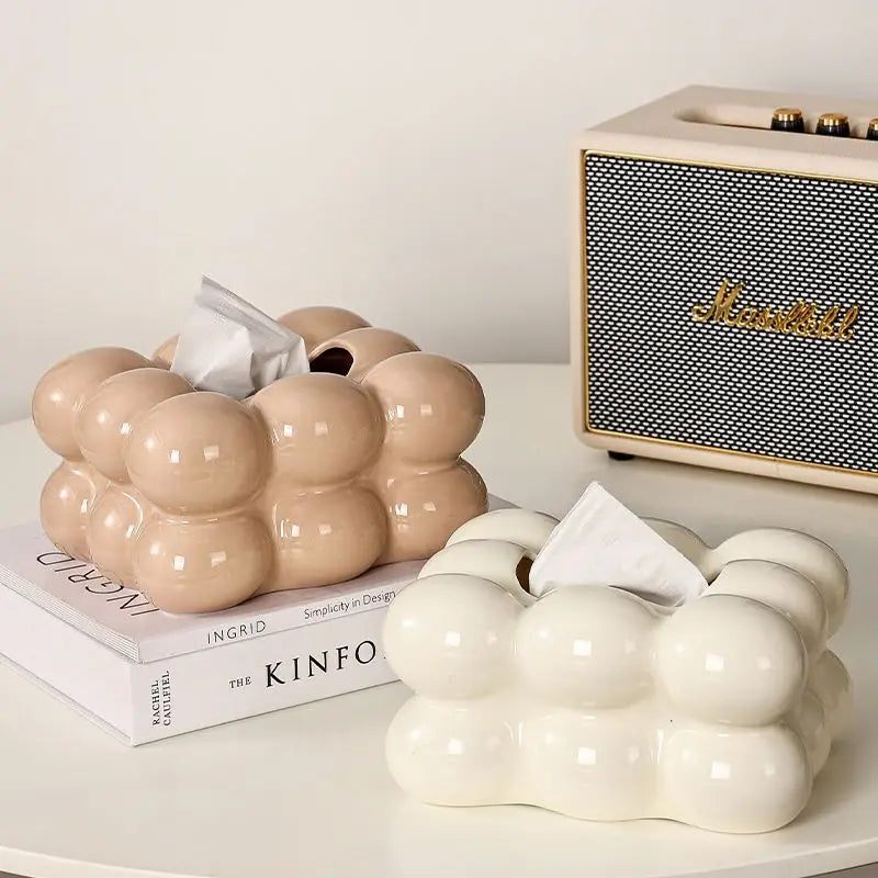 Geometry Tissue Box Cover Decorative Facial Tissue Holder Case Container for Bedroom Tissue Box Covers Rectangular Ceramic.