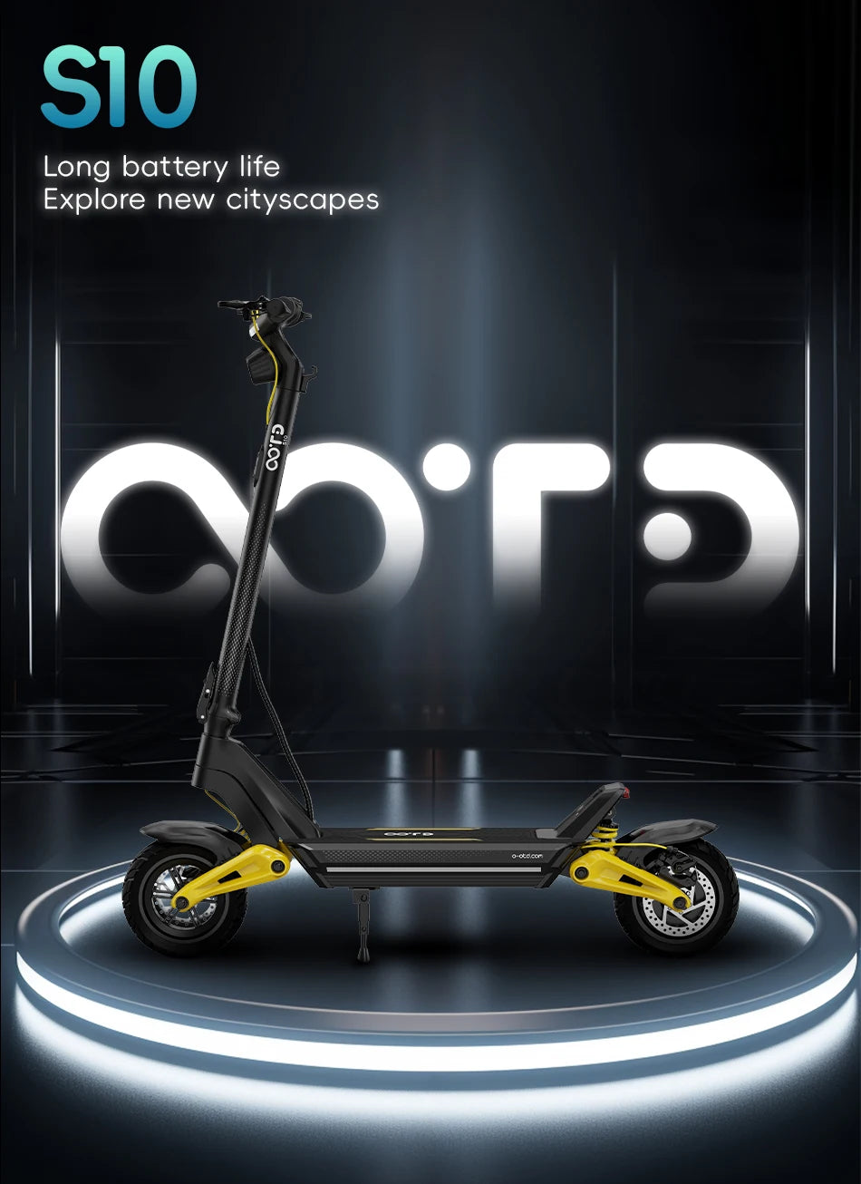 OOTD S10 E-Scooter 1400W Motor 48V20AH Battery City Off-Road Electric Scooter Adult 10-Inch Road Tires Foldable EScooters.