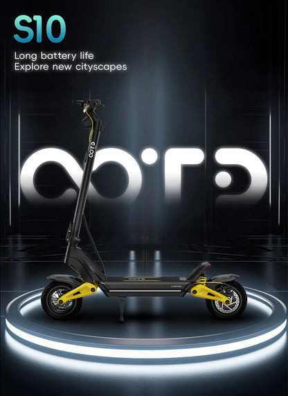OOTD S10 E-Scooter 1400W Motor 48V20AH Battery City Off-Road Electric Scooter Adult 10-Inch Road Tires Foldable EScooters.