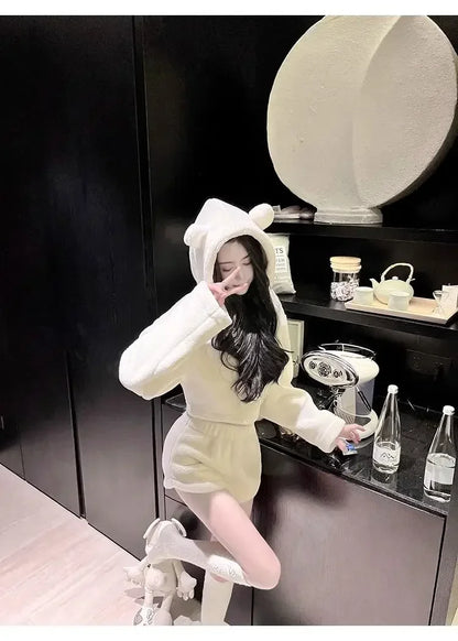 Stylish Pajama Sets for Women Kawaii Girls Autumn Winter Clothing Japan Style Long Sleeve Shorts Young Students Home Casual Soft