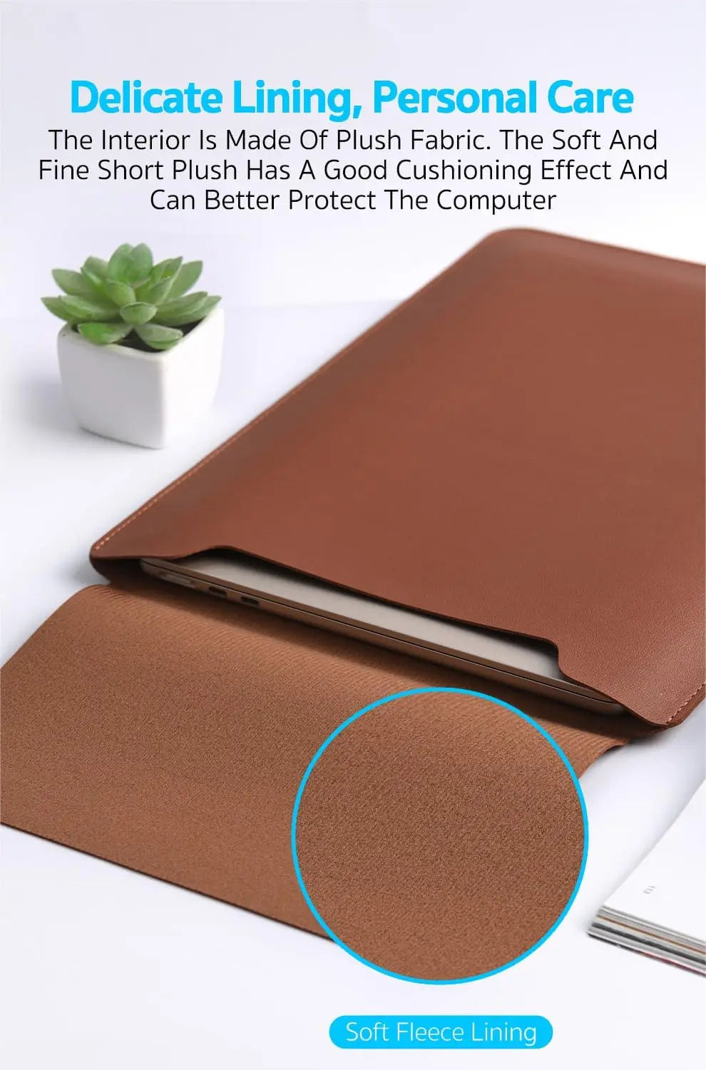 14-16 inch PU Leather Laptop Sleeve Bag Protective Case Cover Laptop Sleeve Case for MacBook Air 15 2023-2025 Pro 16 2021-2024.