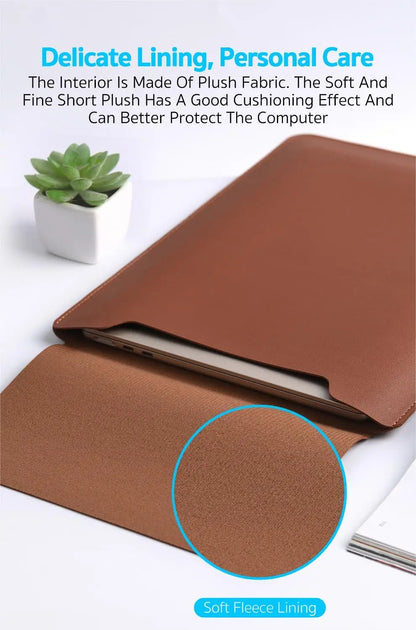 14-16 inch PU Leather Laptop Sleeve Bag Protective Case Cover Laptop Sleeve Case for MacBook Air 15 2023-2025 Pro 16 2021-2024.