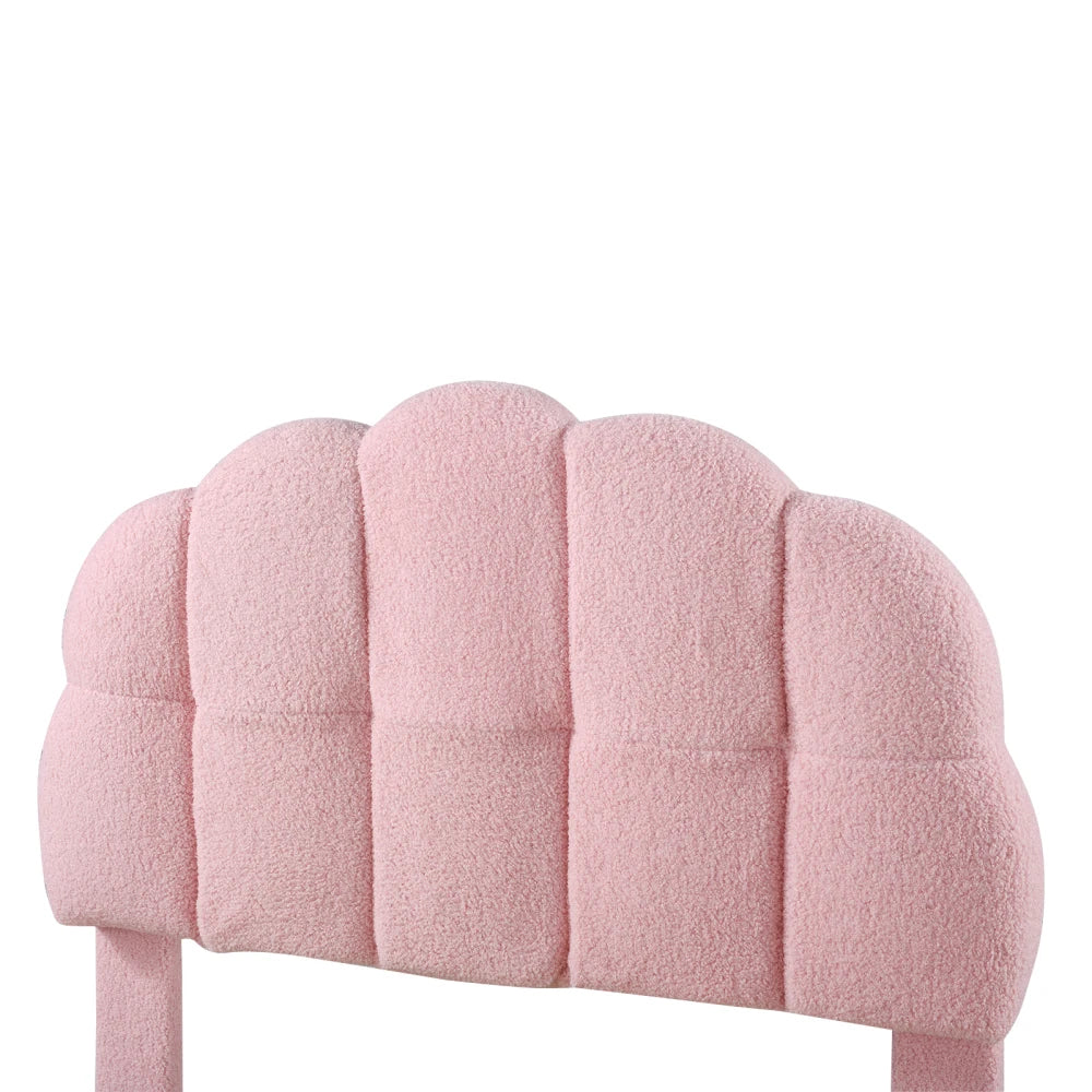 Modernes 90x200cm Einzelbett, Kinderbett, Jugendbett, Polsterbett, Holzgittergrill, Fleeceimitation, Weiß und Rosa