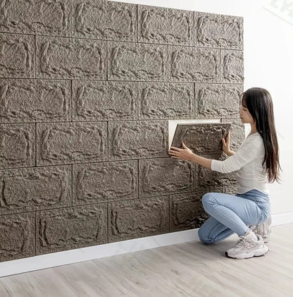 PU stone wall panel, 10 mm, realistic brick pattern, anti-mould and moisture-proof, waterproof and washable, suitable for/outdoo