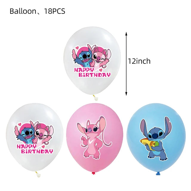 Disney Rosa Stich Geburtstag Party Dekorationen Mädchen Einweg Geschirr Ballon Kuchen Topper Tischdecken Liefert Baby Dusche.