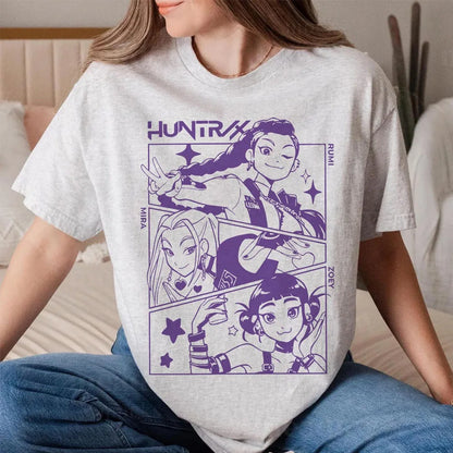 HUNTRIX K-pop Demon Hunter Anime T-shirt Harajuku O-neck Casual Shirt Fans Gift.