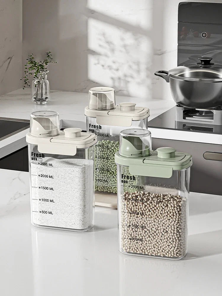 1600ml Rice Bucket Flour Container, Sealed Anti-Insect Storage Jar, Kitchen Grain Storage Box, Moisture-Proof Food Storage Bin.
