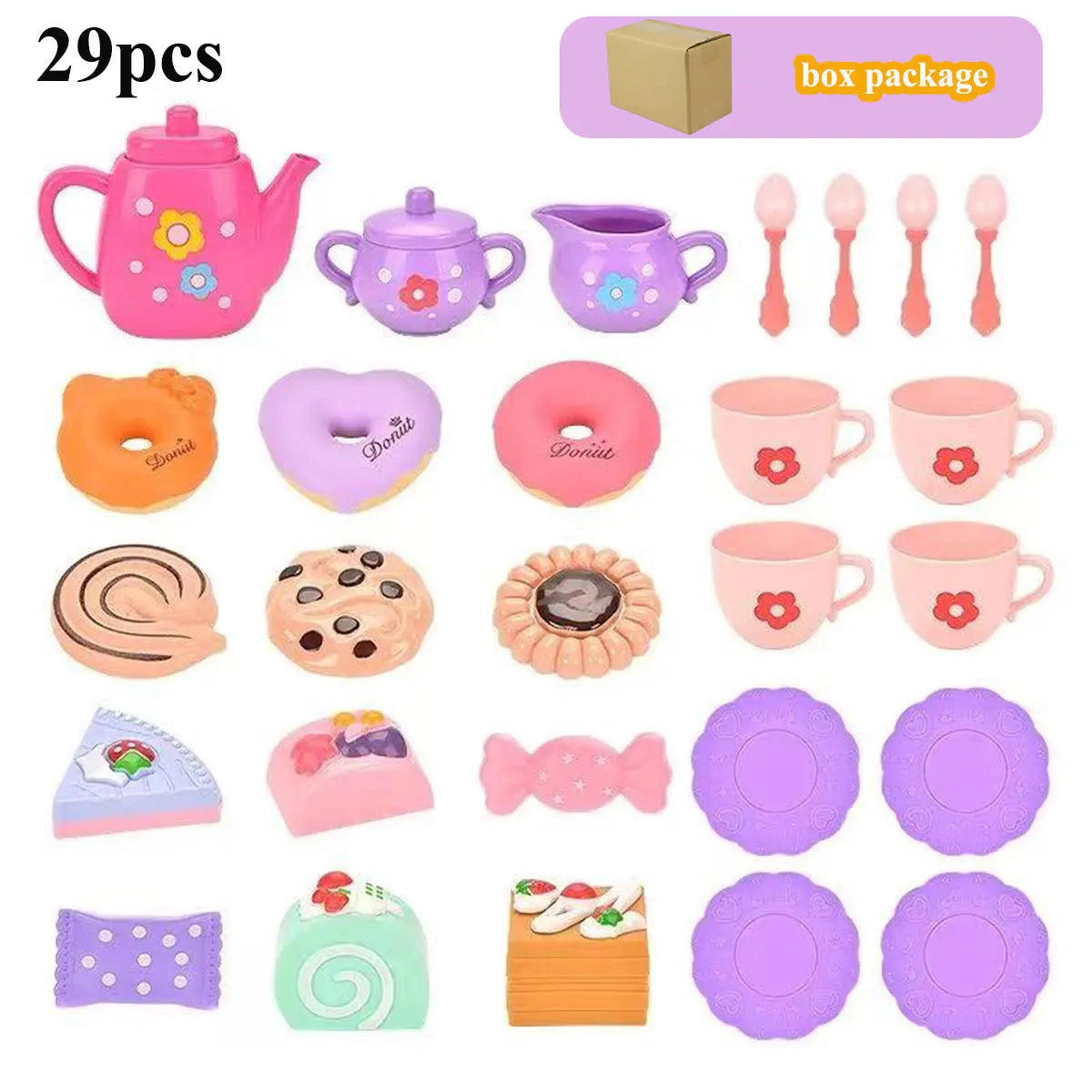 Kids Tea/Pastry Set Toy Simulation Pretend Play Food Playset for Children Montessori Toddler Children Gift Kitchen Girl.