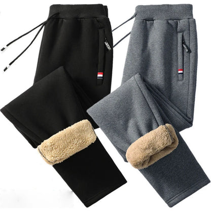 Winter Lambswool Warm Casual Pants Men's Fitness Jogging Sweatpants Male Solid Drawstring Bottoms Fleece Straight Trousers M-5Xl.