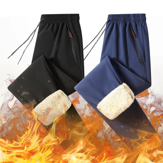 Warme Winter männer Gerade Hosen Stretch Elastische Taille Casual Weiche Jogger Koreanische Klassische Blau Schwarz Grau Marke Hinzufügen Pelz Hosen