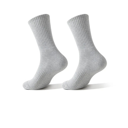 Mens Moisture Wicking Outdoor Hiking Work Cotton Socks Compression Cushion Crew Socks Leisure Men Black Socks 5 Pairs.