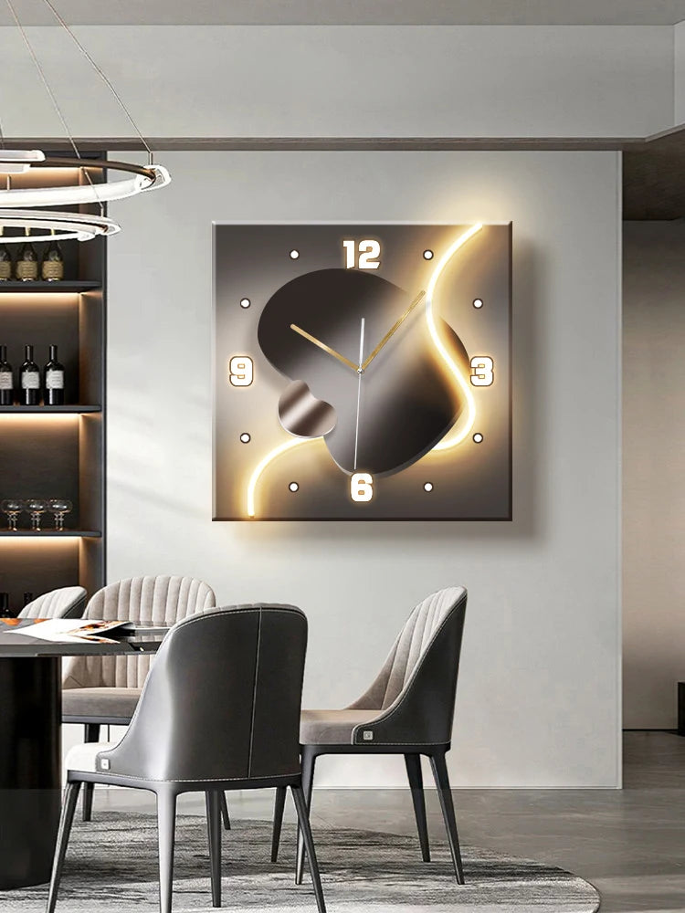 Stein zu laufen Wanduhr Wohnzimmer moderne Licht Luxus Dekoration Uhr hängen Wand leuchte High-End-Sinn Restaurant Uhr