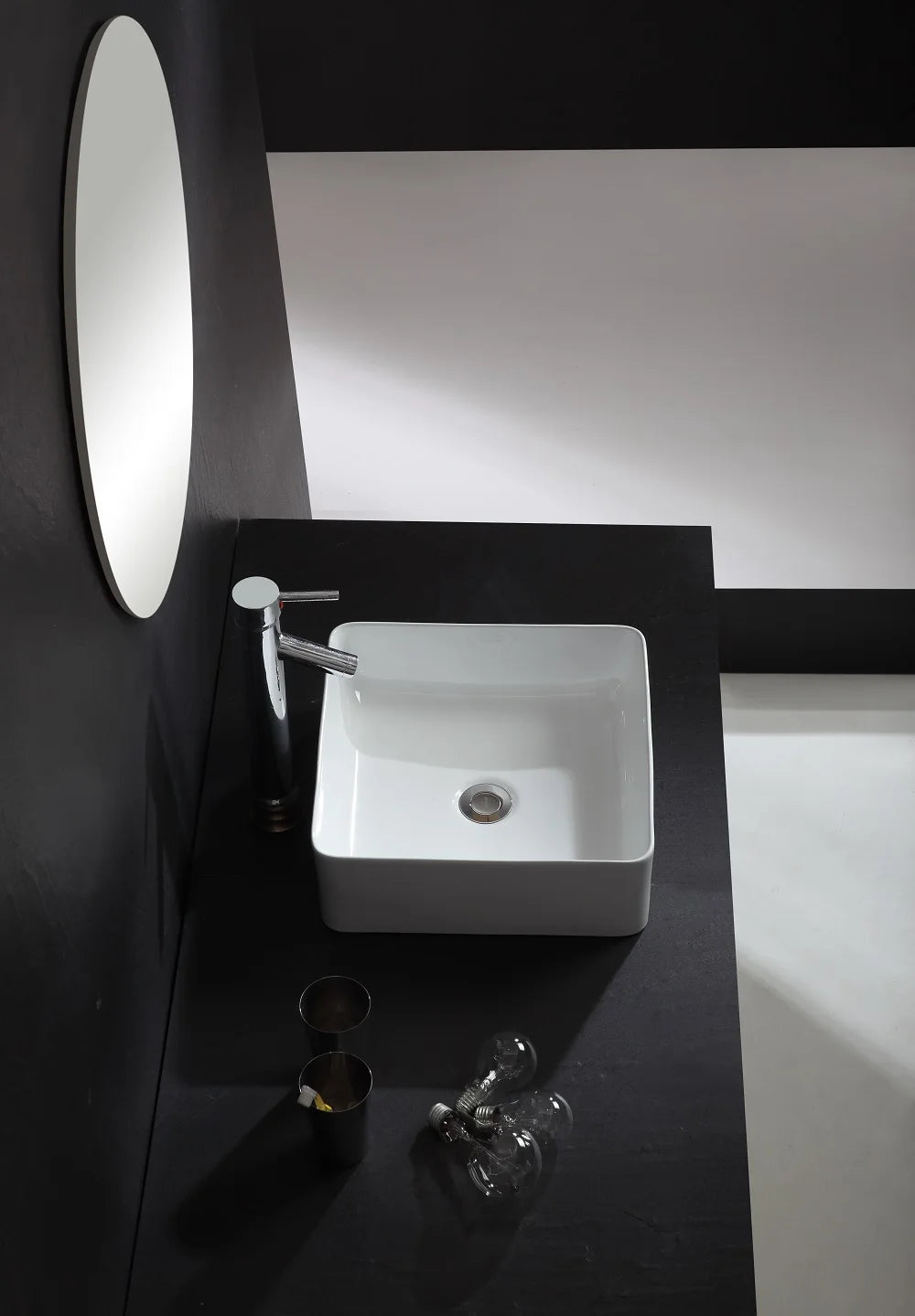 Weiße Waschbecken Licht Luxus Bad Armaturen quadratisches Waschbecken nach Hause runde Küchen spüle Toilette Waschbecken