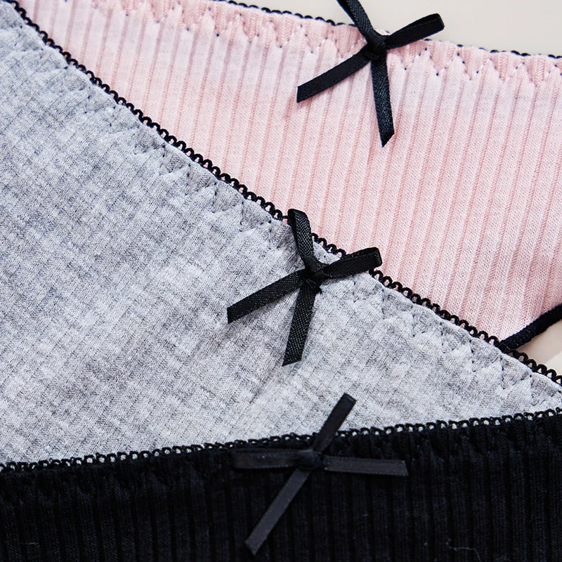 3Pcs Women's Thong Low-rise Panties Solid Color Cotton Lingerie Sexy Thongs Fashion Casual Underwear Comfort Fit Women's Tangas.