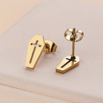 Stainless Steel Halloween Ghost Cat Stud Earrings For Women Girls Gold Color Waterproof Fashion Ear Party Jewelry Gift Wholesale.