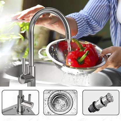 Abnehmbares multifunktionales Waschbecken, Waschbecken aus Edelstahl, Waschbecken mit einem Trog für gewerbliche Restaurantküchen