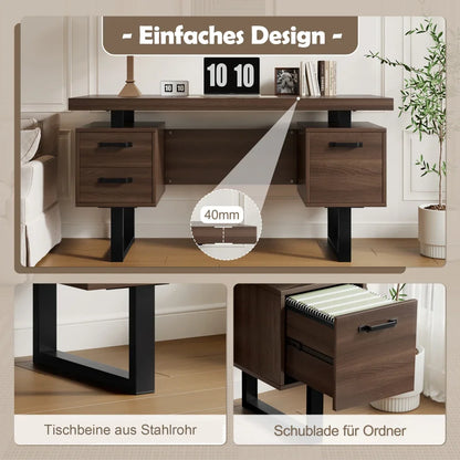 Moderner Schreibtisch mit integriertem MDF-Desktop, geräuschloser Schublade, ideal für Heimbüro und Arbeitszimmer, praktischer Arbeitsplatz
