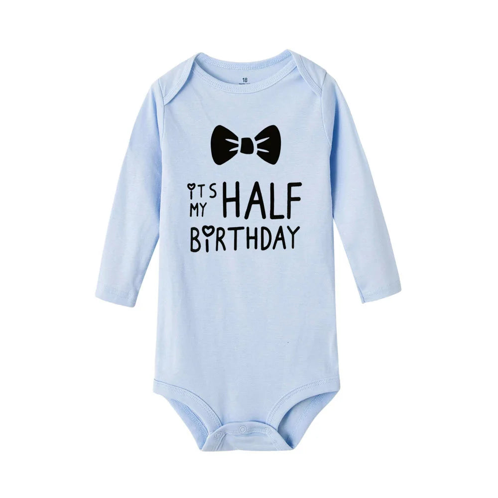 Baby Body Es Ist Mein Halb Geburtstag Briefe Drucken Weiß Kind 1/2 Geburtstag Party Outfit Kleidung Baby Infant Dusche Tragen geschenke.