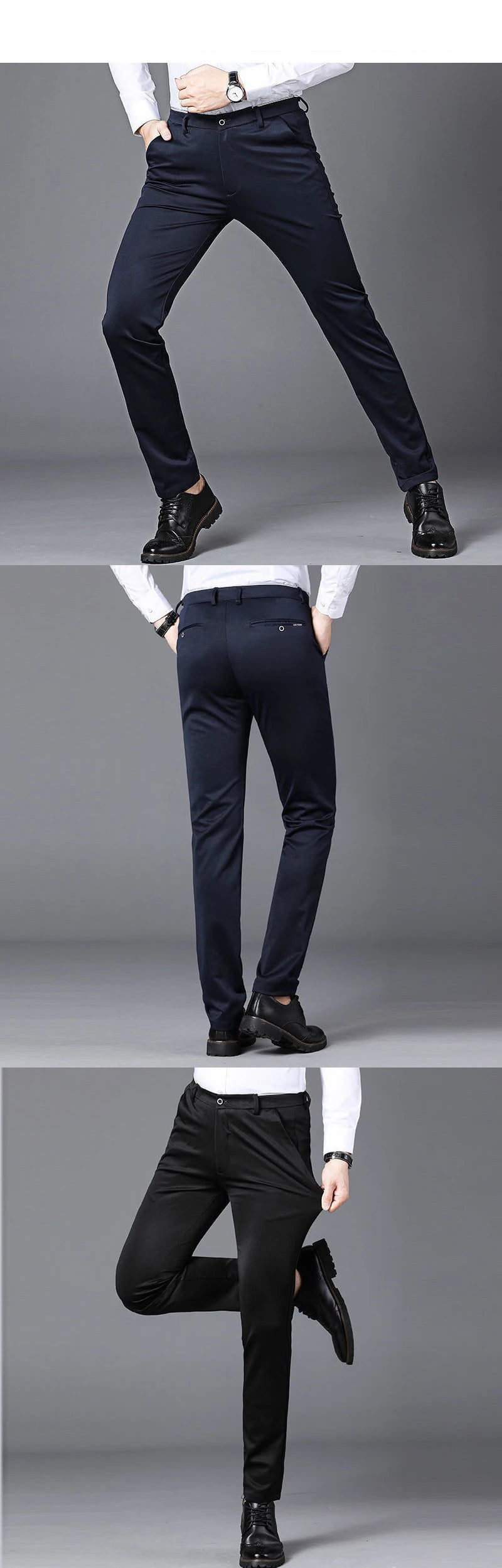 Men's Summer Fashion Business Casual Long Pants Suit Pants Male Elastic Straight Formal Trousers Plus Big Size28-40.