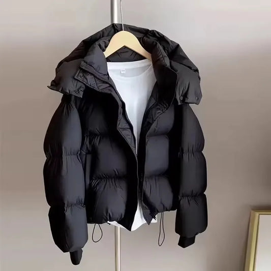 2023 neue Winter Puffer Jacke Frauen Mode Mit Kapuze Unten Baumwolle Mantel Weibliche Lose Beiläufige Warme Parkas Oberbekleidung