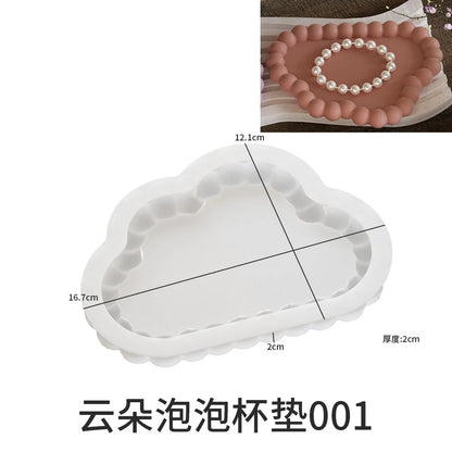 Bubble Shaped Tray Silicone Mold Gypsum diy Candle Holder Jewelry Display Tray Mould Resin Mold Concrete Cement Coaster Mold.