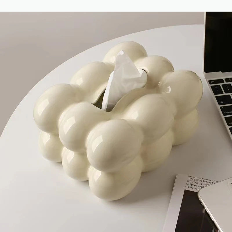 Ceramic Tissue Box Candy Drawer Napkin Paper Drawer Tray Household Storage Dining Table Tissue Box.