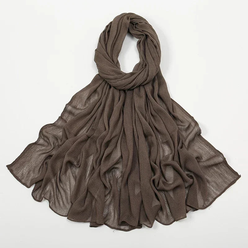 New Crinkle Rayon Hijab Muslim Scarf Women Solid Shawl Big Size Headscarf Islamic Turban Plain Foulard Headband Wrap.