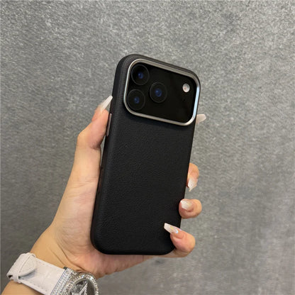 Luxury Solid Color PU Leather Magsafe Case For iPhone 17 Air 17Pro 17Pro Max Active Touch Camera Button Lens Protection Cover.