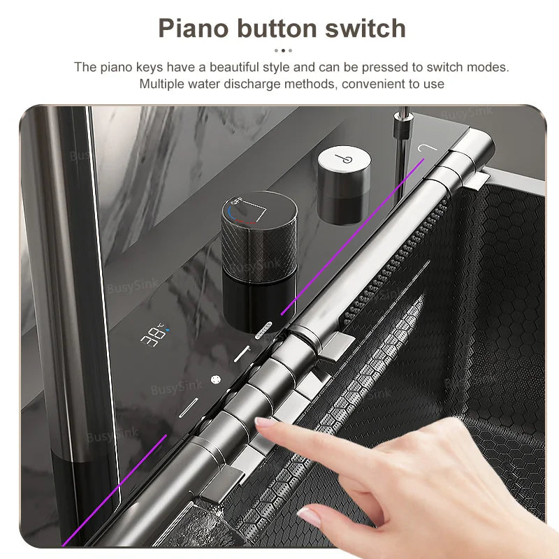 Wasserfall-Küchenspüle aus Edelstahl, multifunktional, groß, Einzelschlitz, Geschirrspülbecken, Küchenrenovierung