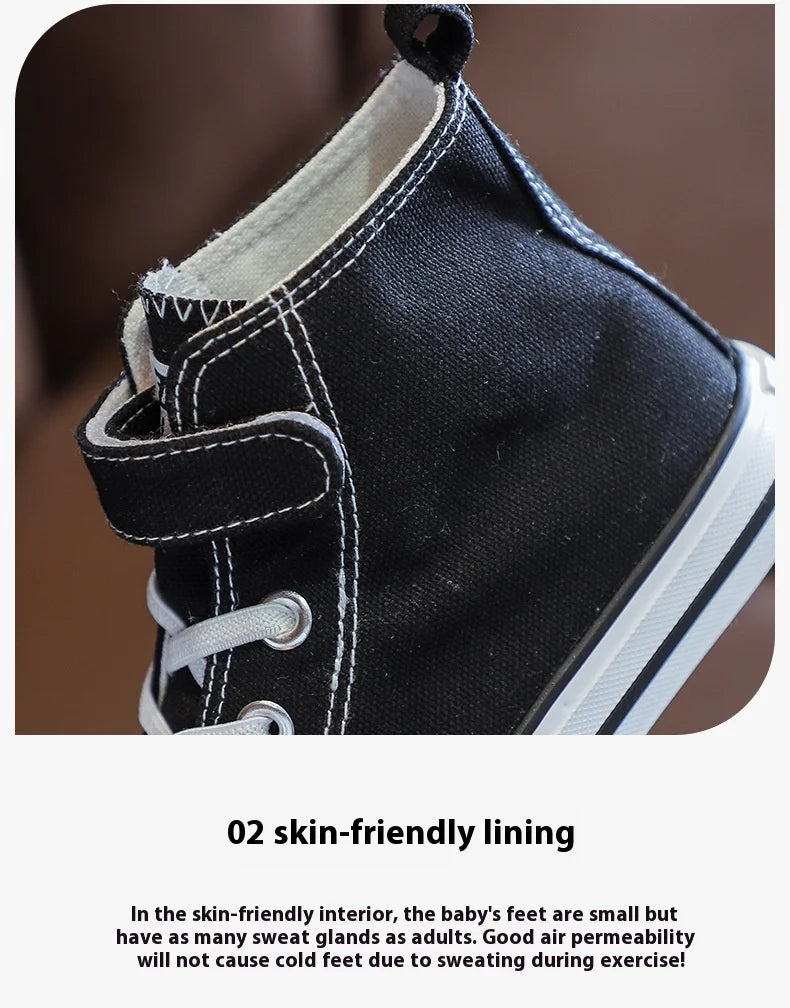 Children Canvas Shoes High-Top Boys and Girls Shoes White Board Shoes Small White Shoes New Kindergarten Baby Cloth Shoes.