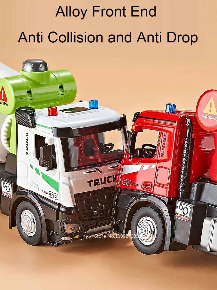 1/24 Electric Mixer Truck Toys Model Car Alloy Diecast Engineering Vehicles Doors Opened Sound Light Pull Back Toy Gift for Kids.