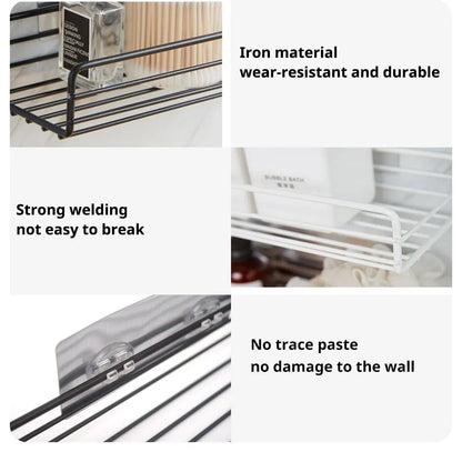 Badezimmer-Metallregale ohne Bohren, Badezimmer-Organizer, Reinigungsmittel, Organizer, Küchenbedarf, Aufbewahrung, Badezimmer-Zubehör